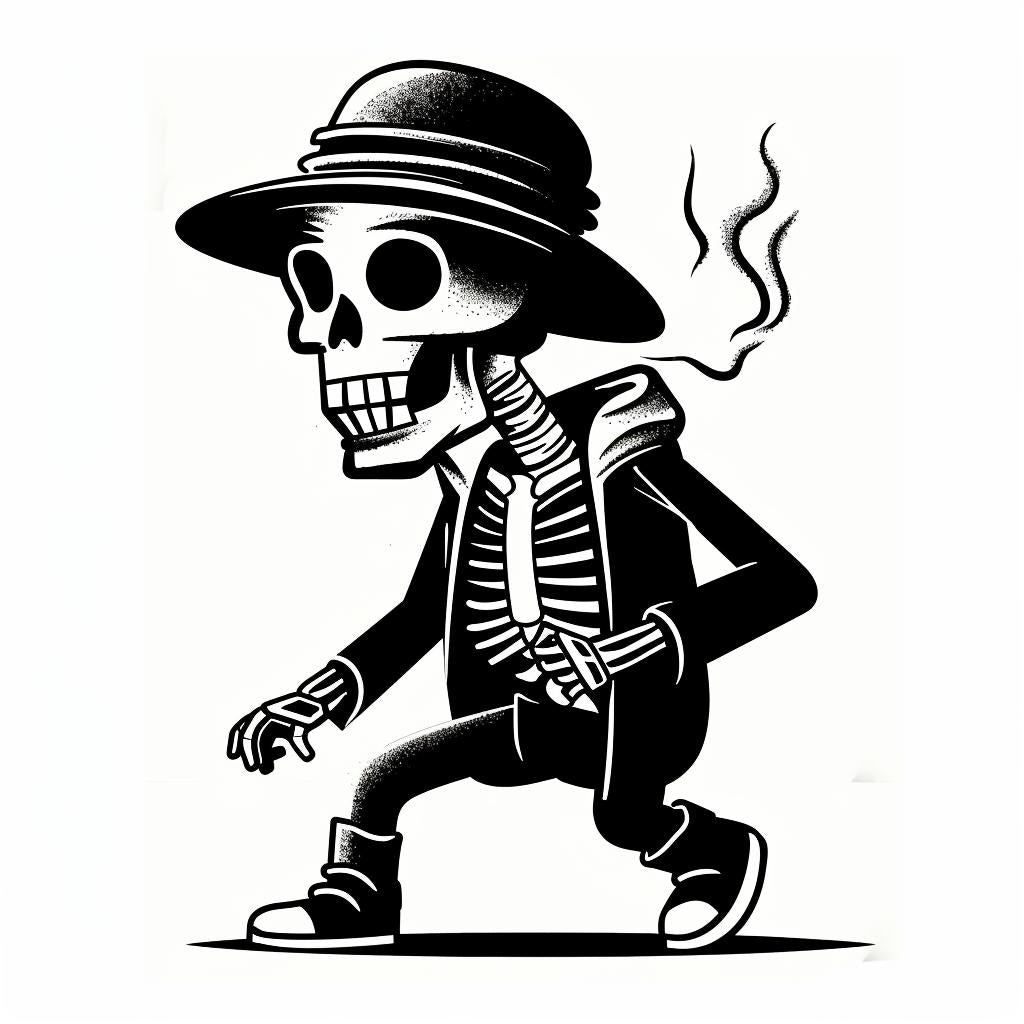 skeleton  hat  cigarette  illustration  humor  spooky  dark  whimsical  character  art 939808
