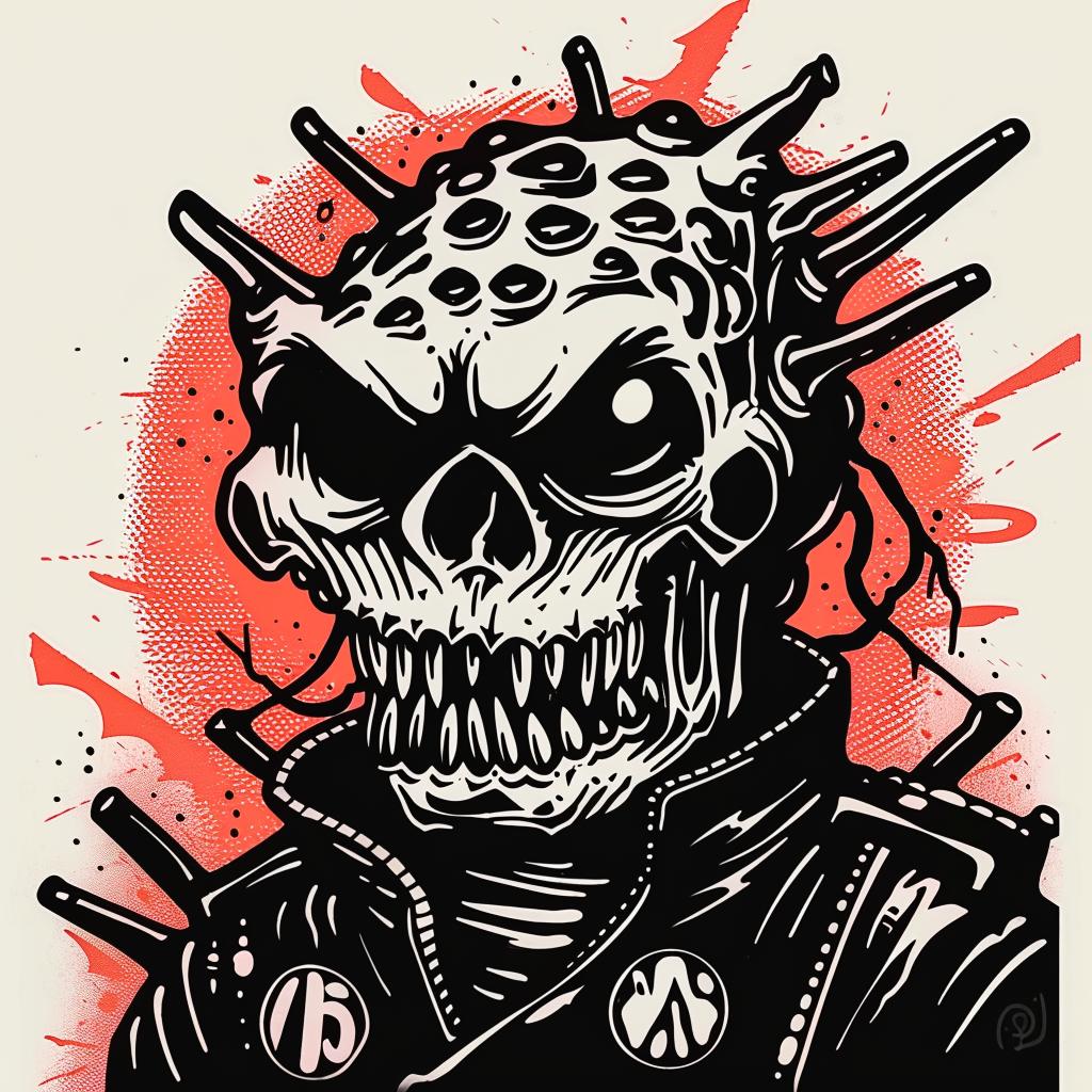 skull  spikes  graphic  illustration  dark  surreal  conceptual  edgy  artwork  detailed 947935