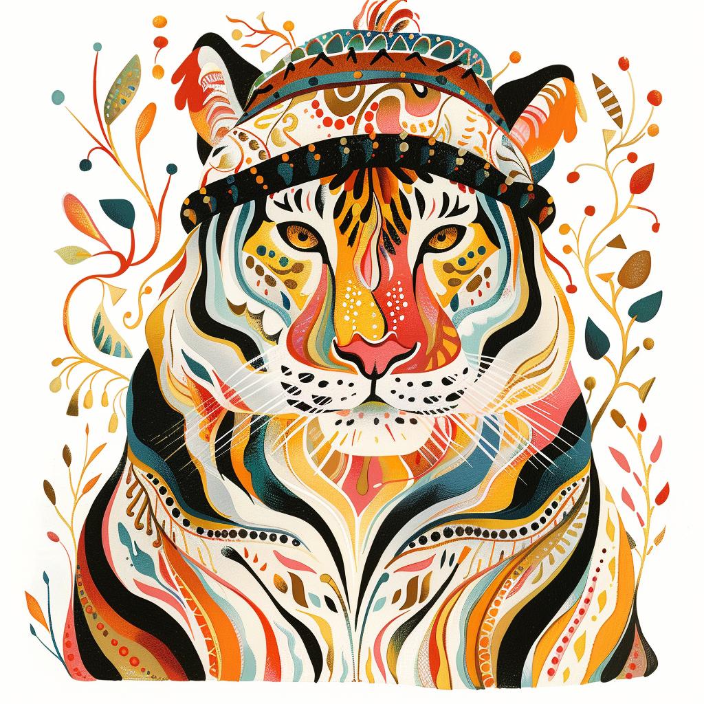 tiger  knit  cap  flowers  colorful  nature  vibrant  playful  animal  hat 940808