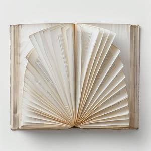 كتاب مفتوح الصفحات، منظر أبيض، أعلى، ورق مروحة تود هيدو البسيط، رقم 1075733