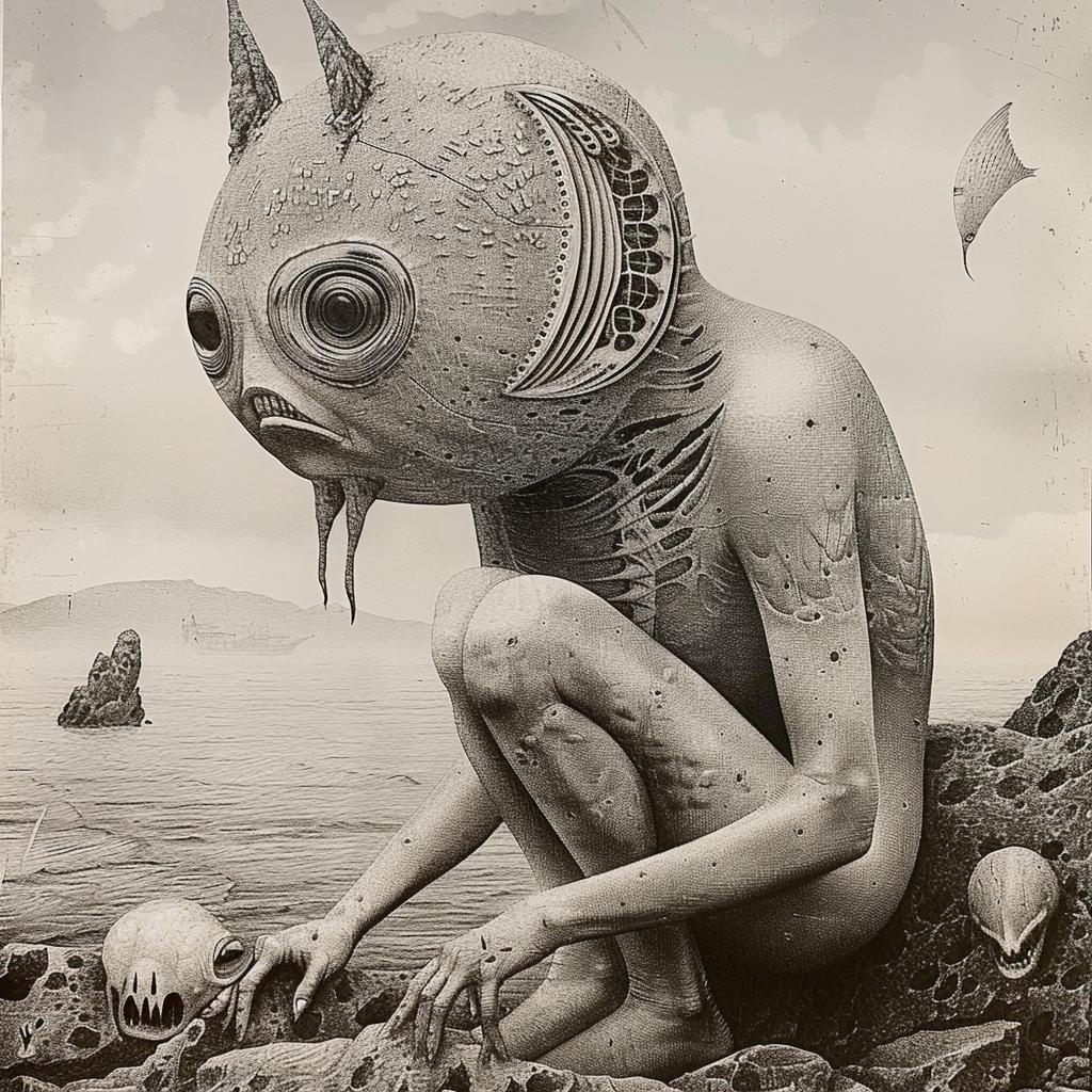photo  monster  horror  blackandwhite  nature  rocks  sitting  1917  strange  creature 946052