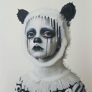 girl  panda  costume  painting  whimsical  character  illustration  quirky  art  playful 1073921