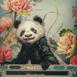 panda  painting  flowers  frame  chromolithography  cute  animal  whimsical  art  nature 1049745