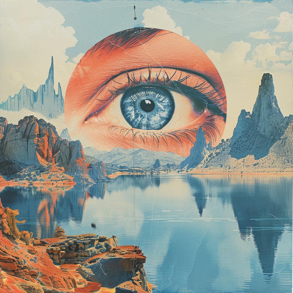 album  art  risograph  surrealism  eye  mountains  collage  vintage  psychedelic  stylized 1026669