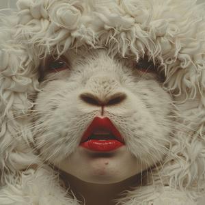 surreal  hybrid  rabbit  woman  red  lips  symbolist  risograph  Mitsumasa  Anno 1077395