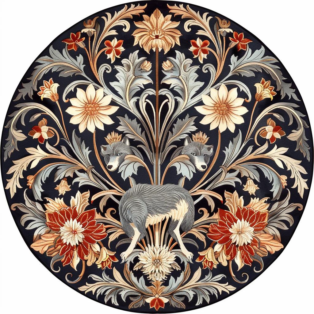 circular  rug  floral  design  textile  William  Morris  decor  ornamental  pattern 938423