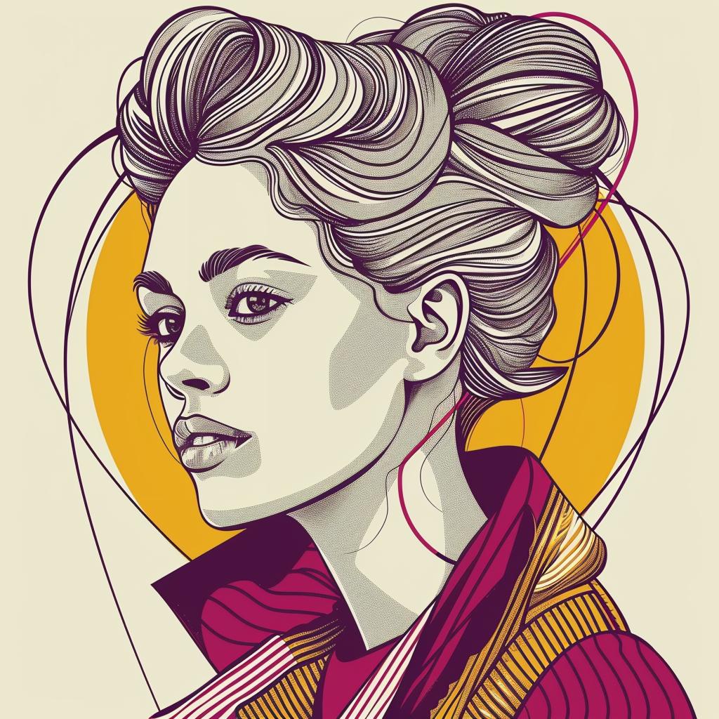 Pop  Art  blonde  woman  bun  vector  illustration  modern  portrait  stylized 936954