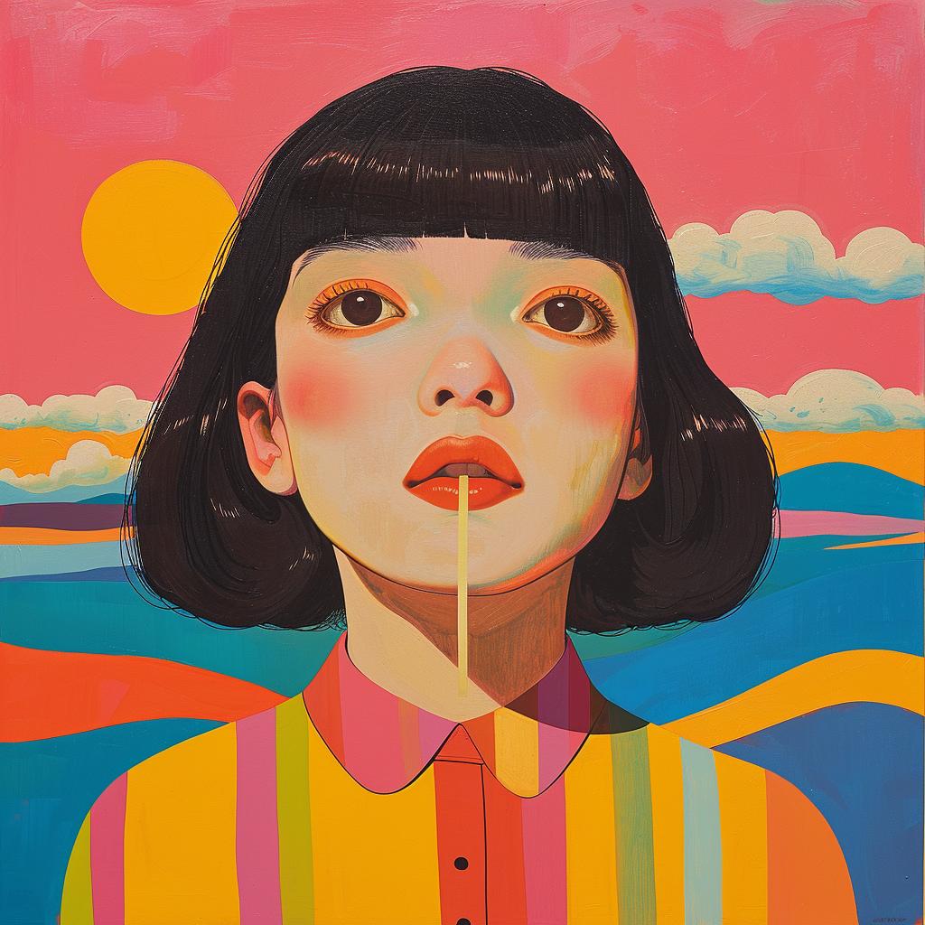 surreal  album  cover  girl  colorful  shirt  painting  creative  stylized  art 1019522