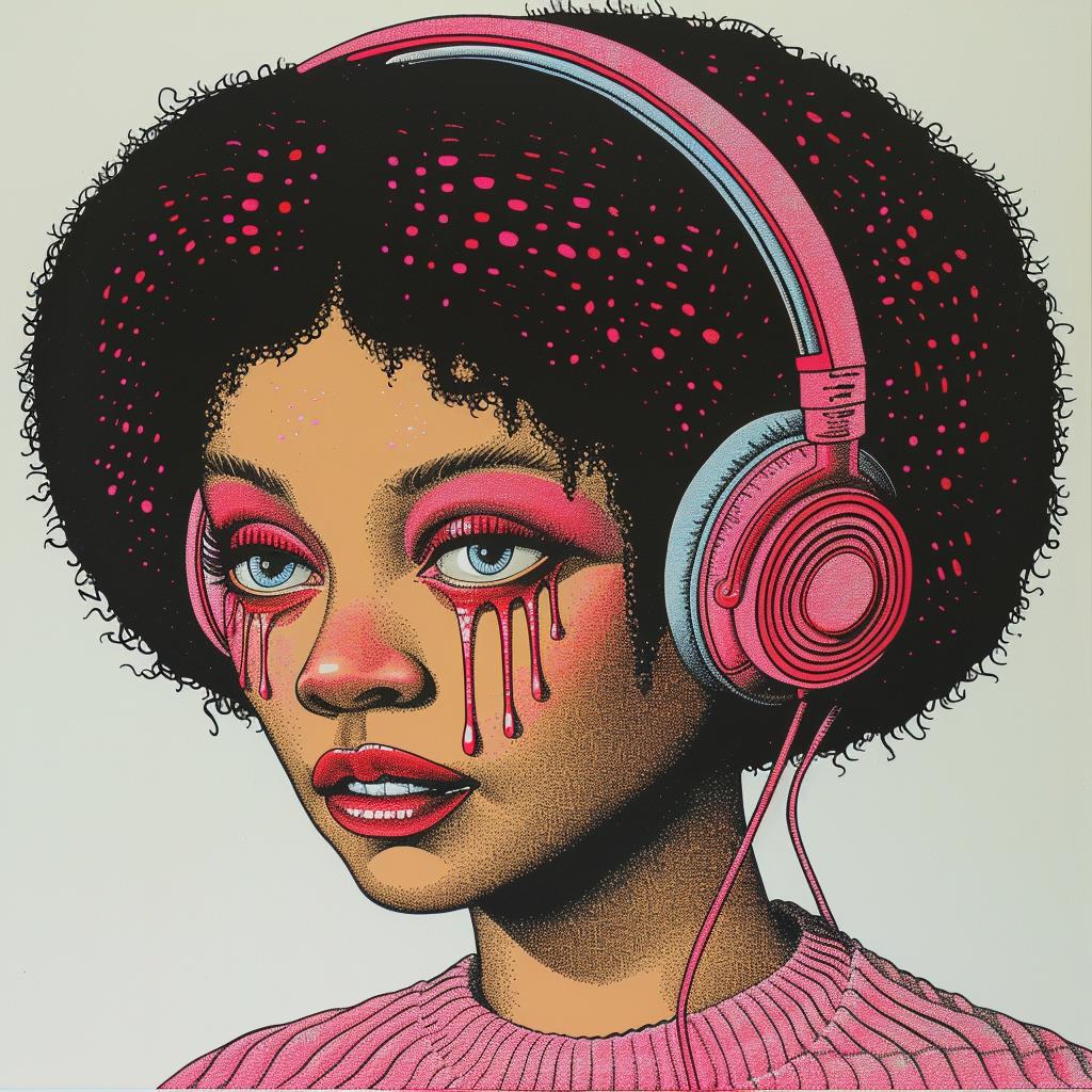 painting  woman  DJ  headphones  pop-art  colorful  modern  dripping  makeup  bold 917132