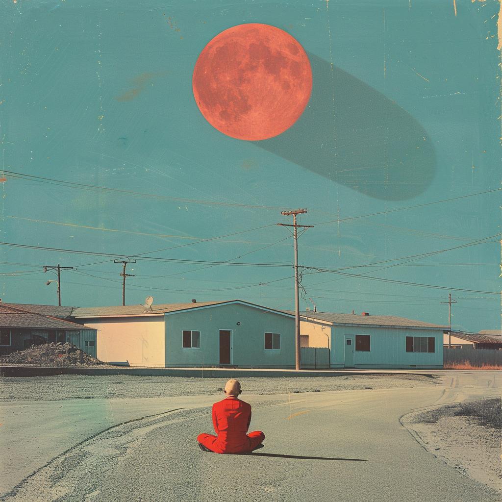 surreal  man  road  moon  painting  album  cover  imagination  Quint Buchholz  red 1017489