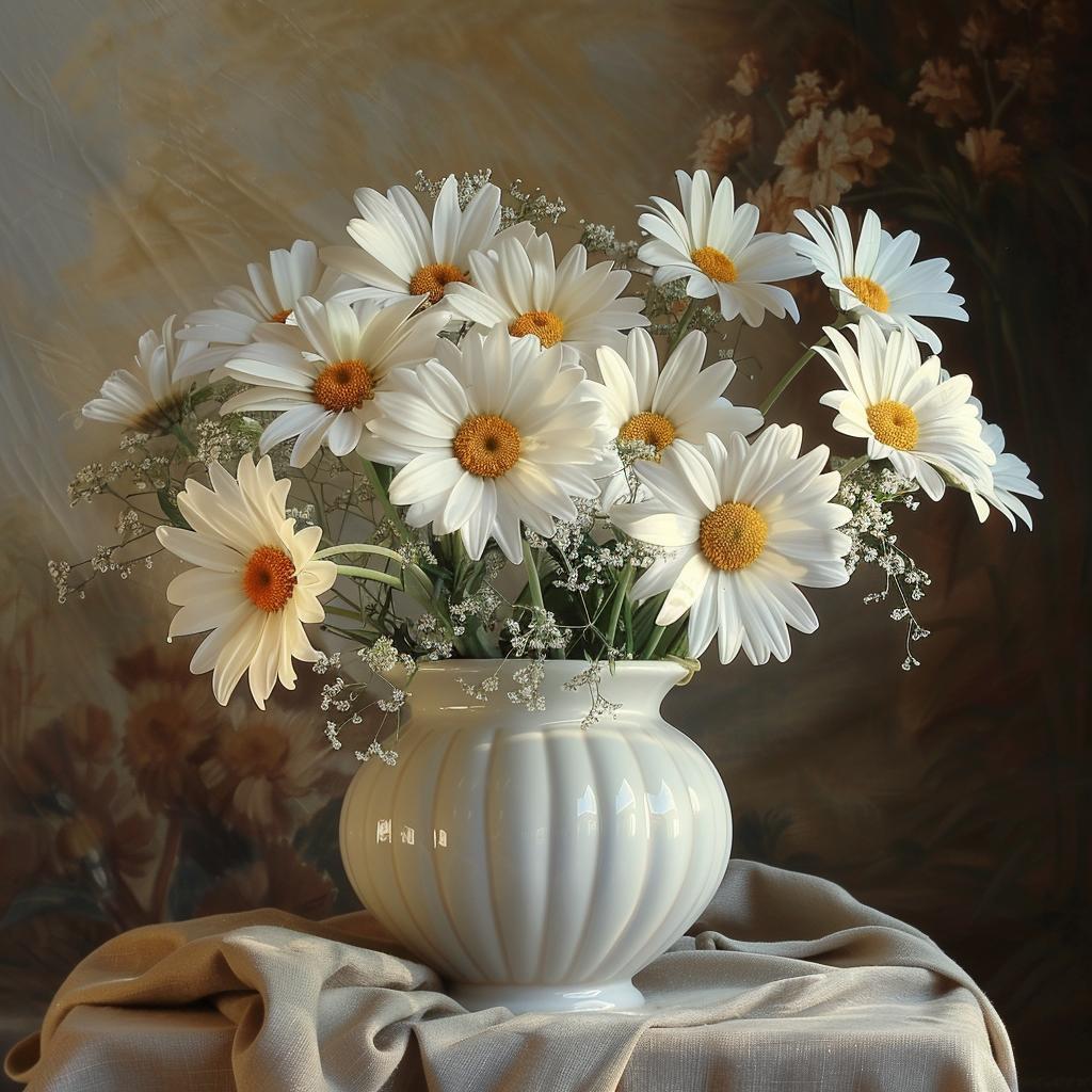 daisies  flower  arrangement  vase  table  white  flowers  bright  natural  still-life 927477