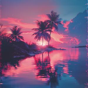 sunset  palm  trees  water  beach  synthwave  aesthetic  serene  tropical  colorful 1038941
