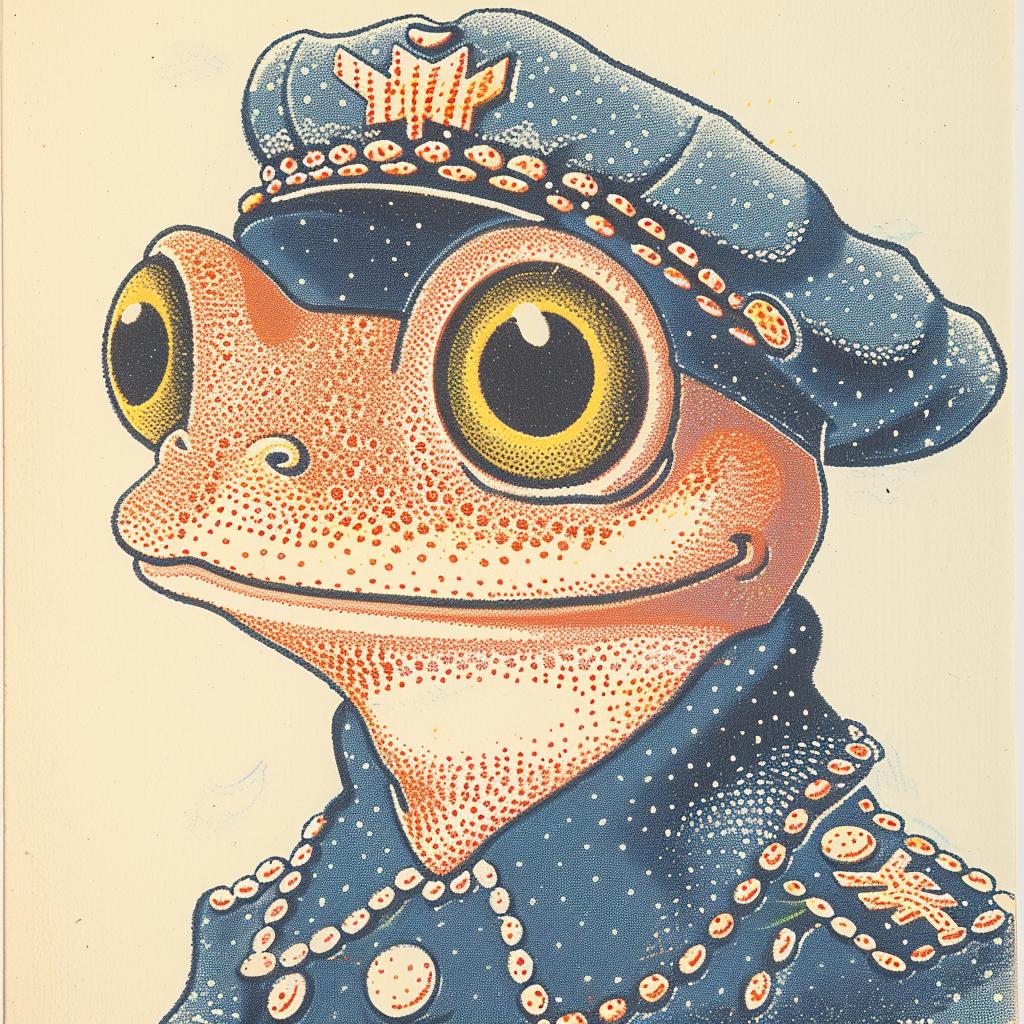 frog  officer  uniform  surreal  lighting  glow  volumetric  art  poster  design 962876