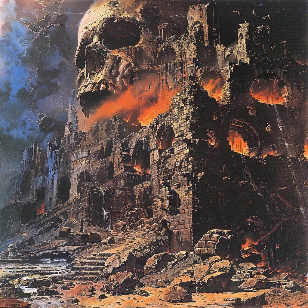 castle  skull  album  cover  heavy  metal  1980s  fantasy  dark  illustration 1035633