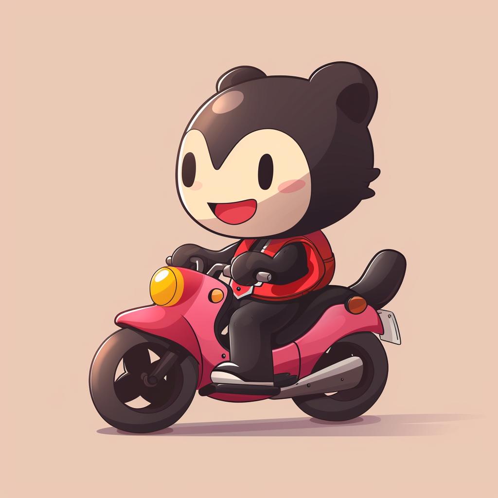 panther  motorcycle  kawaii  cartoon  cute  animal  whimsical  colorful  playful  fun 939771