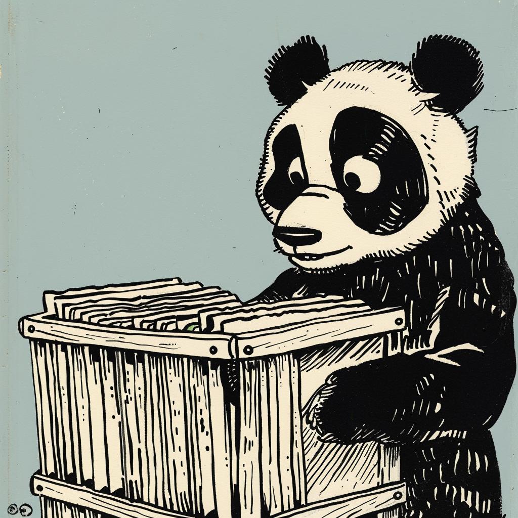 panda  box  records  cartoon  animal  cute  playful  colorful  vinyl  illustration 922950