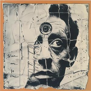 man  face  encaustic  painting  paper  Picasso  Cahun  1974  abstract  art 1068065