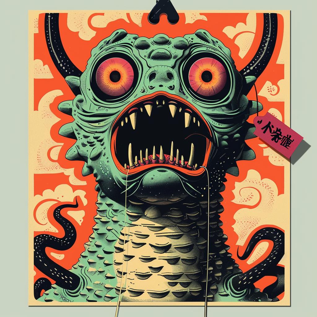 creature  japanese  monster  chromolithography  poster  strange  weird  horror  visual  art 946181