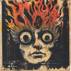 poster  face  flames  punk  rock  chromolithography  vibrant  artistic  graphic  bold 1051486