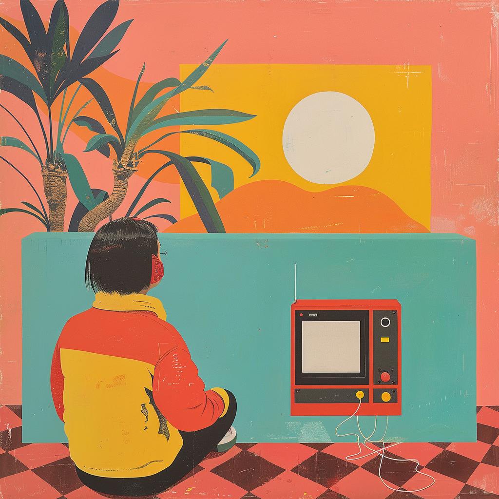 surreal  album  cover  Atari  joystick  Joan  Cornella  child  television  painting 973900