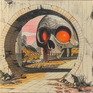 chromolithography  skull  orange  eyes  horror  painting  Deathmetal  Andreas  Levers  dark 1037104
