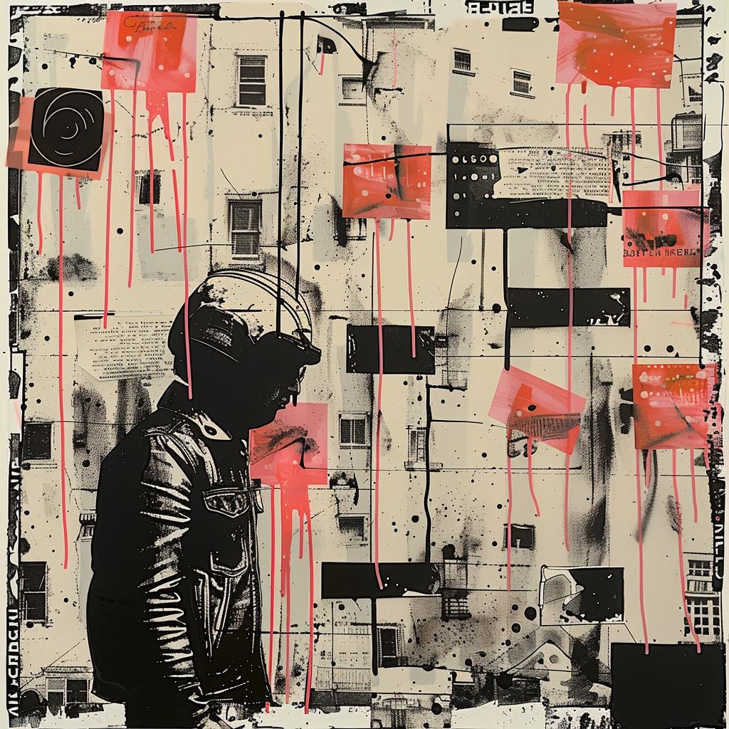motorcycle  helmet  man  red  paint  dripping  face  collage  streetwise  art 940105