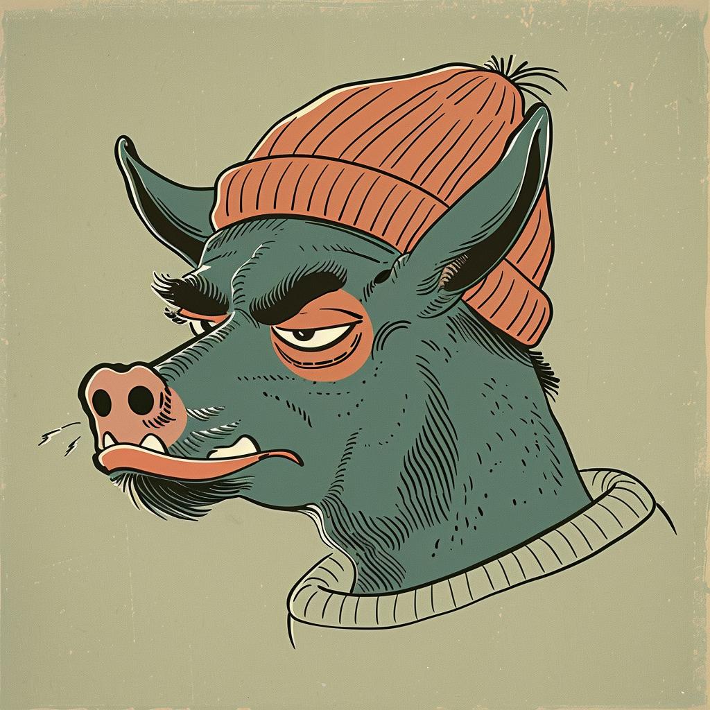 pig  hat  sweater  streetwise  aggressive  character  animal  minimal  urban  illustration 959502