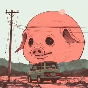 surreal  poster  cartoon  pig  car  creative  symbolist  art  whimsical  design 1079771