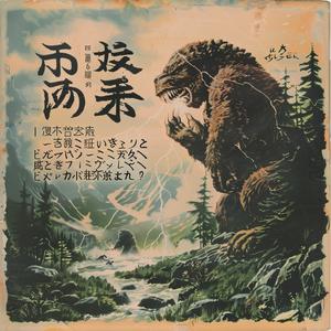 album  cover  Japanese  monsters  battle  grasslands  lightning  claws  ancient  mythical 1039025