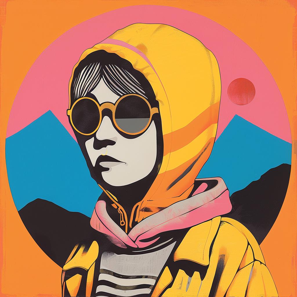 poster  girl  sunglasses  yellow  jacket  art  stylized  creative  vibrant  design 1018891