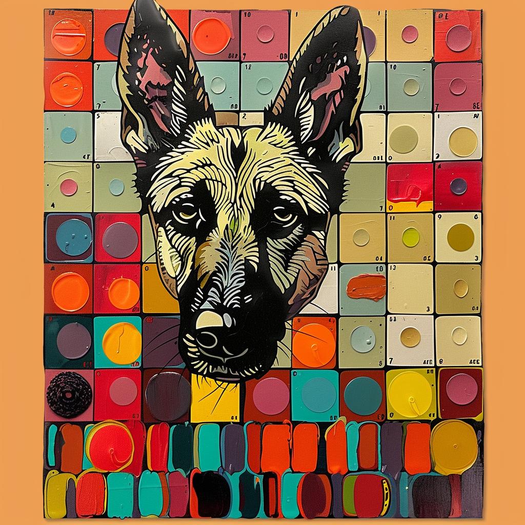 dog  german  shepherd  painting  orange  background  art  canine  colorful  vibrant 938530
