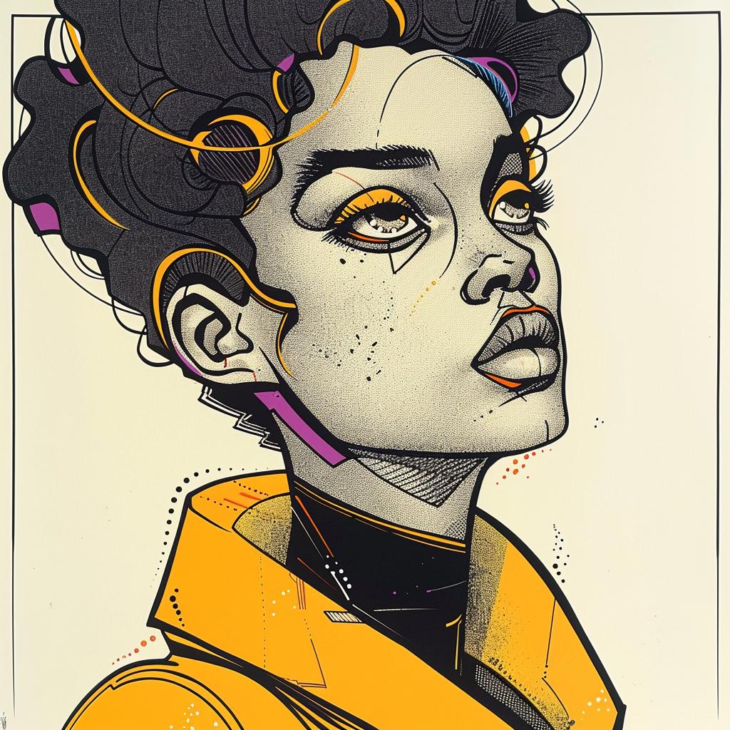 Pop  Art  model  african-american  curly  hair  drawing  portrait  style  design 938237