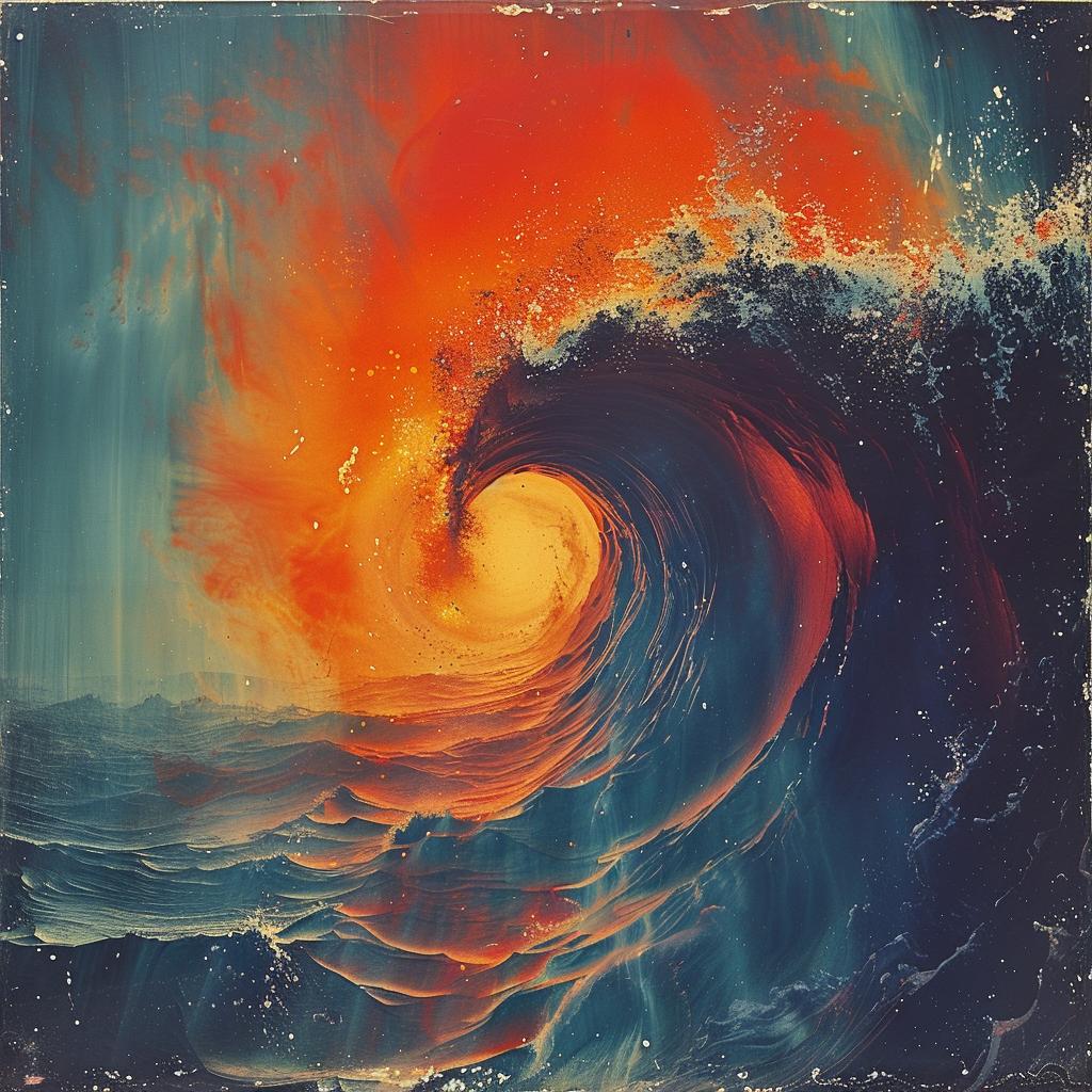 painting  wave  sunset  red  orange  volumetric  lighting  art  natural  colors 1026266