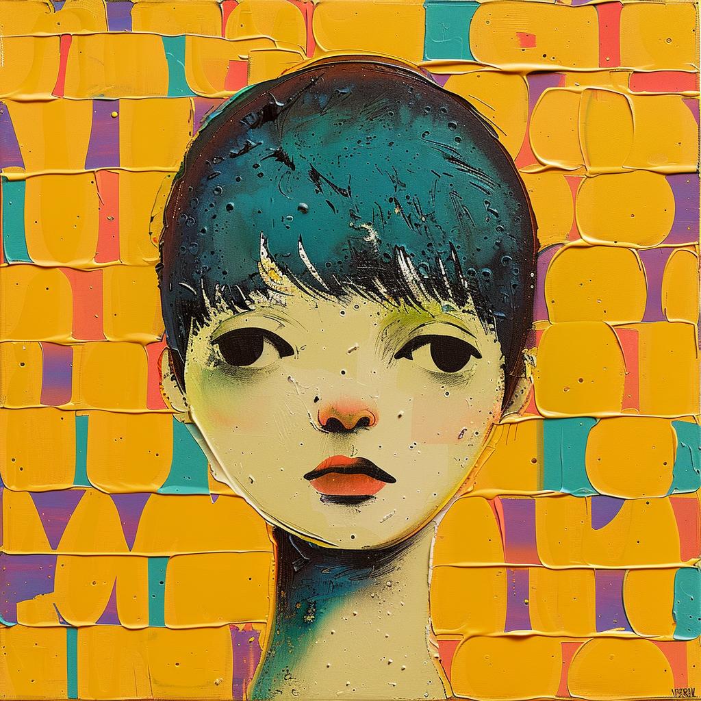 painting  girl  blue  encaustic  hair  colorful  artistic  vibrant  impasto  art 950806