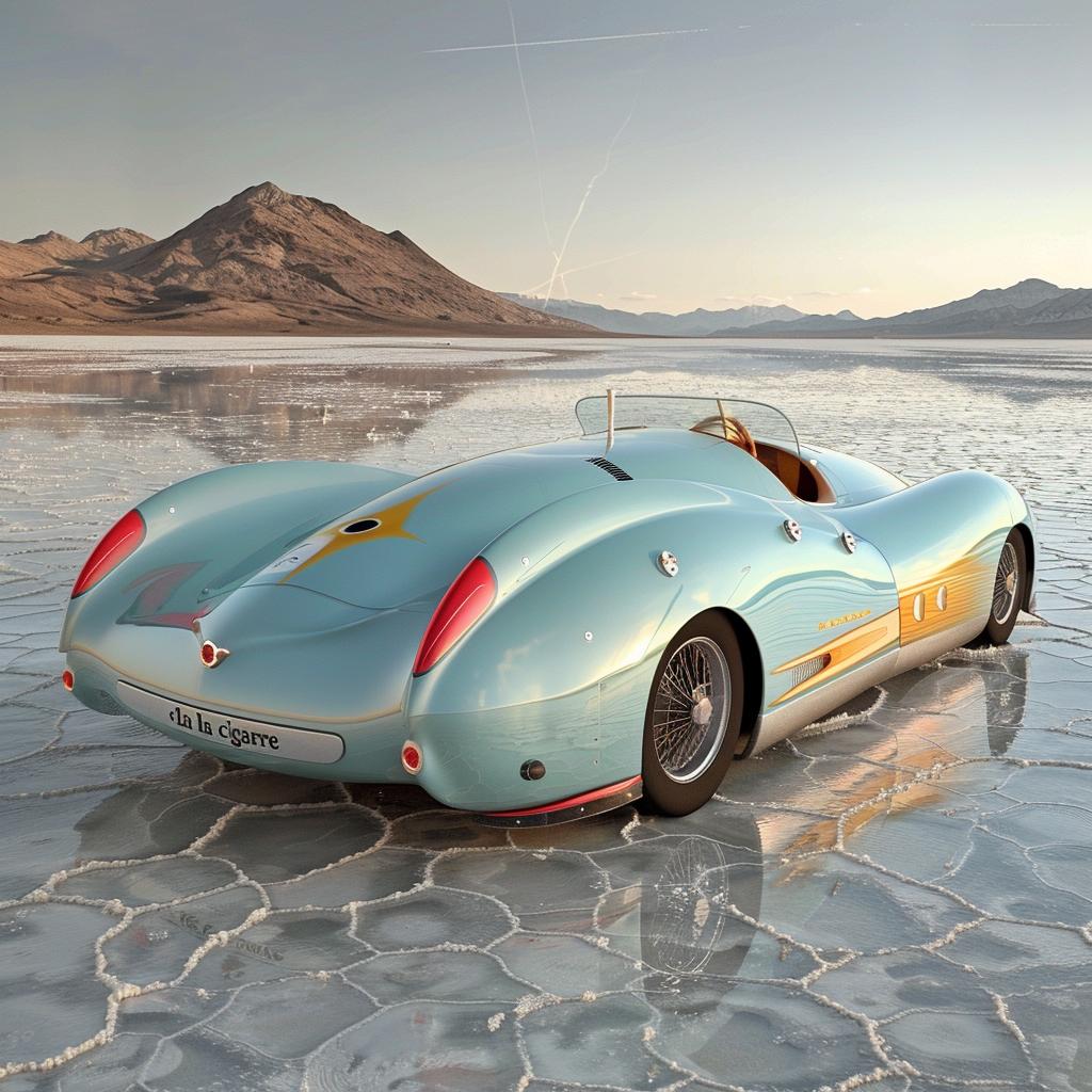 futuristic  car  ice  design  vintage  retro  monochromatic  scene  stylized  art 1021283
