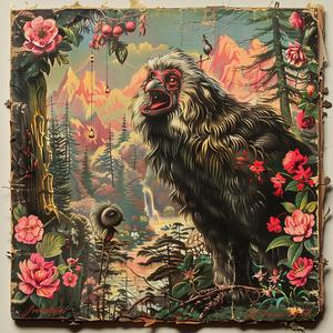 monkey  forest  flowers  painting  chromolithography  colorful  nature  wildlife  vibrant  art 1050487