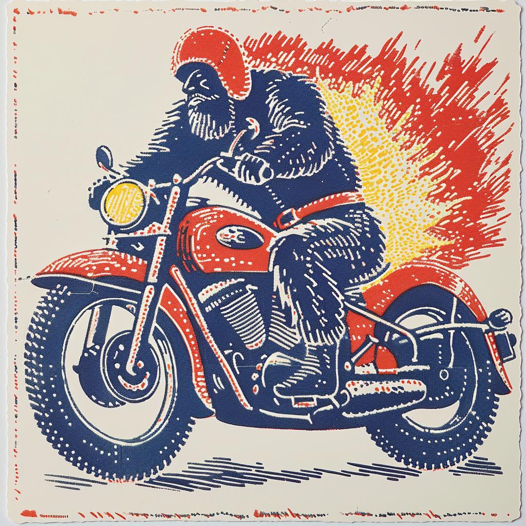 bear  motorcycle  poster  design  surreal  art  glow  volumetric  horror  lighting 962827