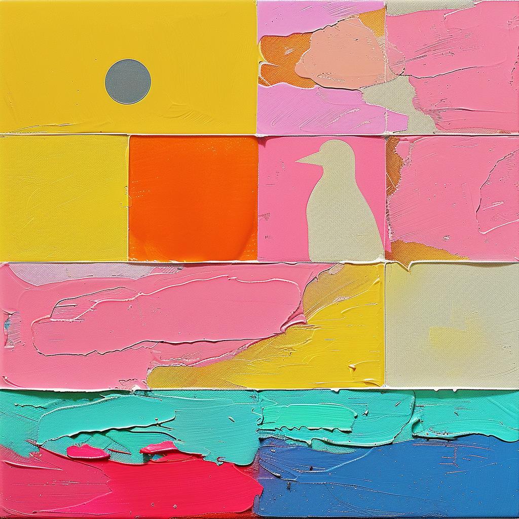 encaustic  paint  palette-knife  impasto  bird  colorful  geometric  art  vibrant  square 950554