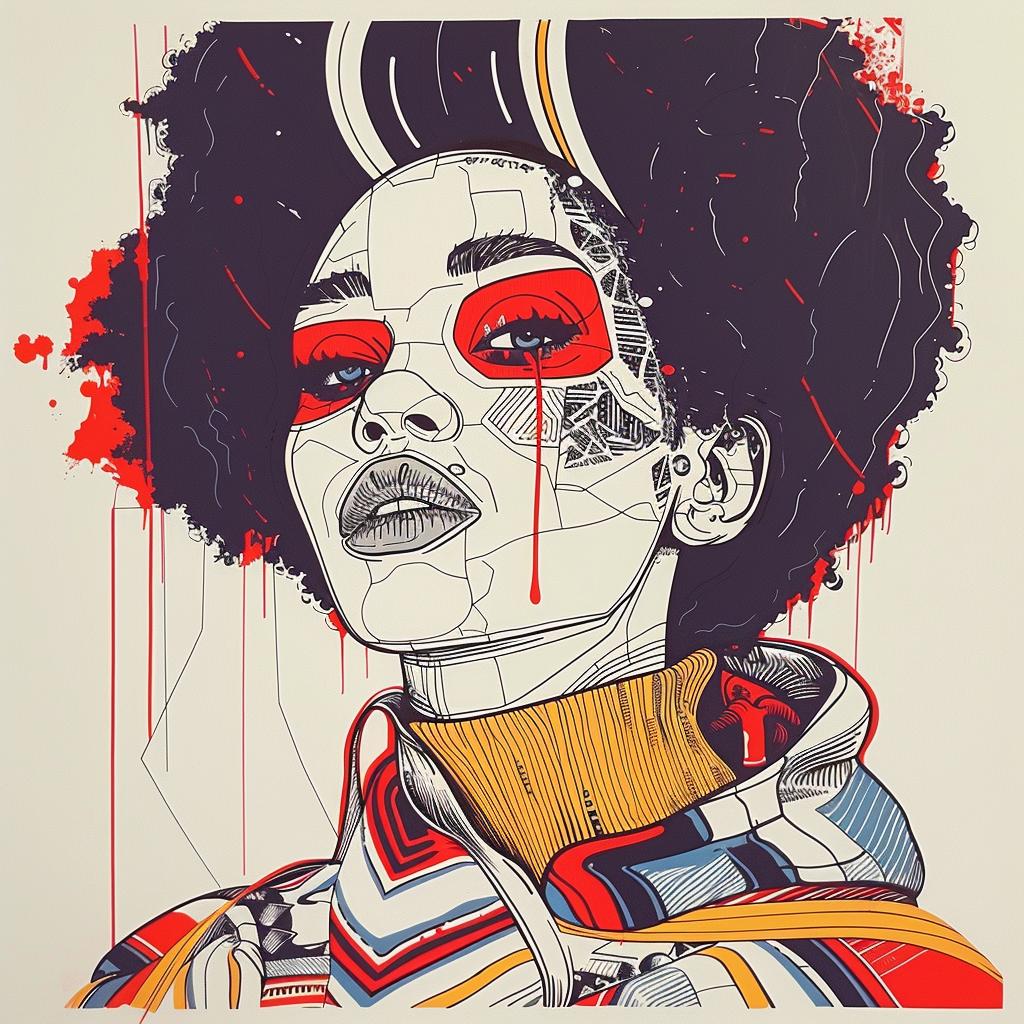 Pop  Art  model  african-american  sweater  afro  red  eyes  Troy  Kerry 939073