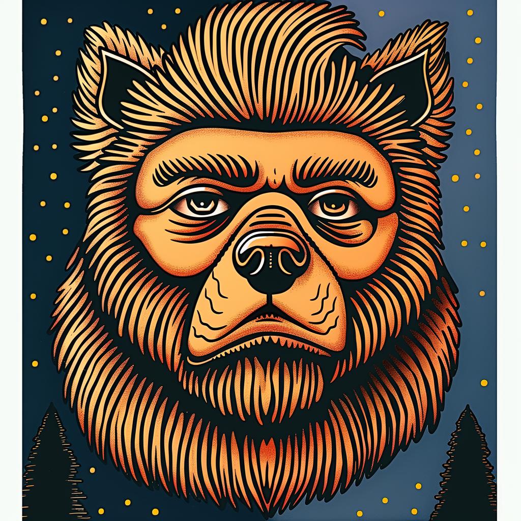 bear  head  stars  painting  art  nature  whimsical  graphic  animal  illustration 962454