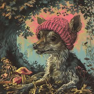 dog  pink  hat  painting  chromolithography  art  colorful  portrait  cute  whimsical 1050883