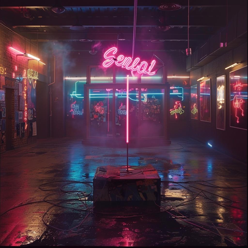 surreal  neon  lights  room  sign  dark  art  pink  blue  colors 962569