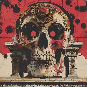 surreal  skull  crown  red  background  risograph  symbolist  hyperrealistic  screenprinting  albumcover 1078624