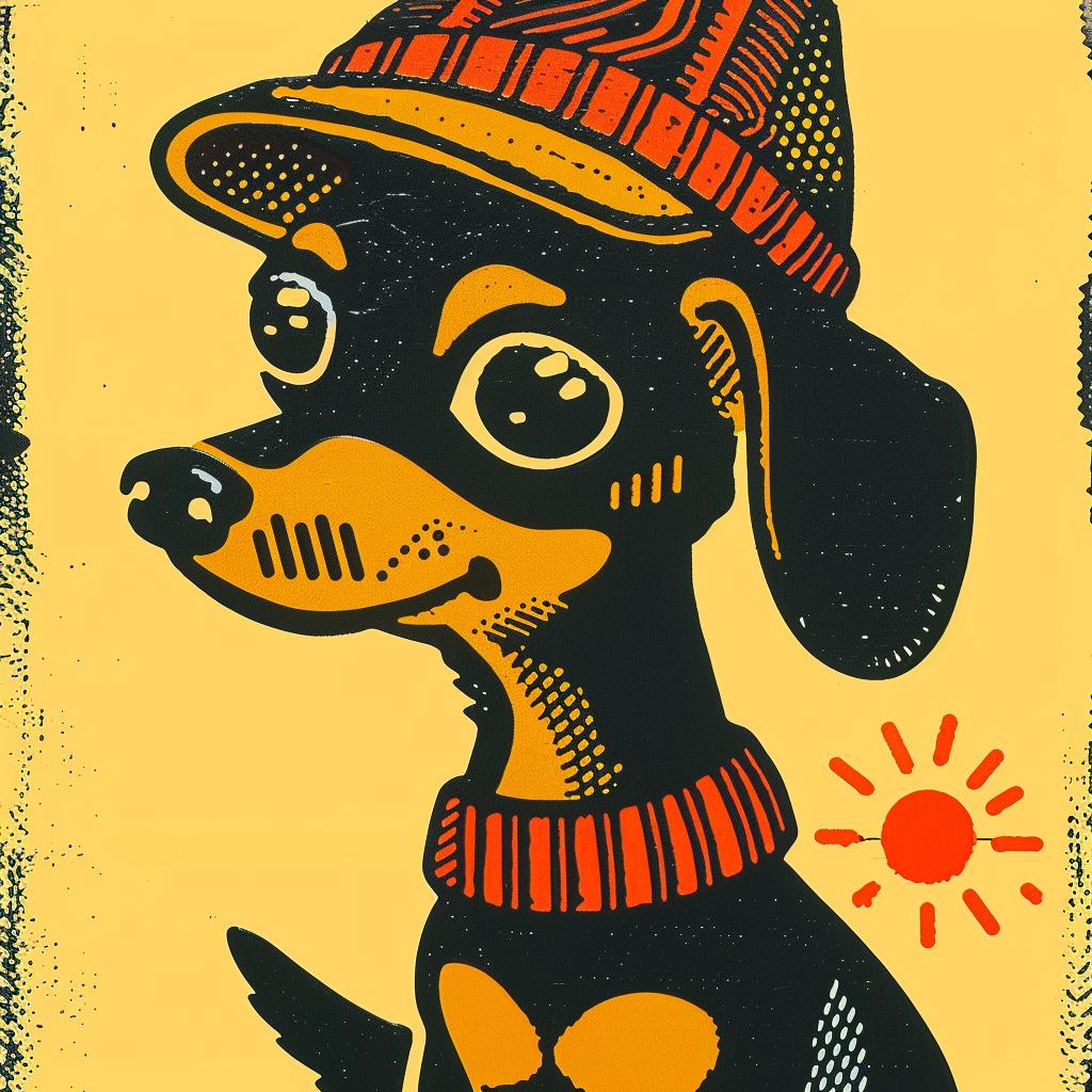 dachshund  anthropomorphic  aggressive  streetwise  minimal  urban  culture  cap  scarf  art 956547