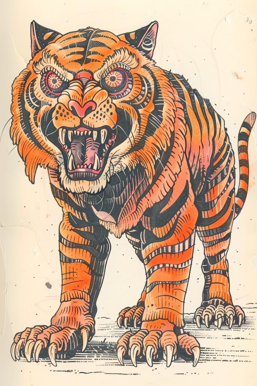 tiger  tattoo  mythical  snarling  upright  Todd  McFarlane  art  creature  expression 934335