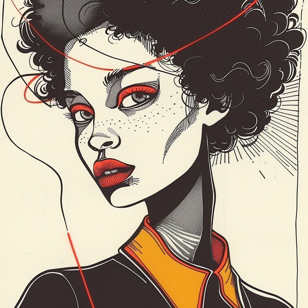 PopArt  african-american  female  portrait  bold  colorful  minimal  70s  Patrick  Nagel 938084