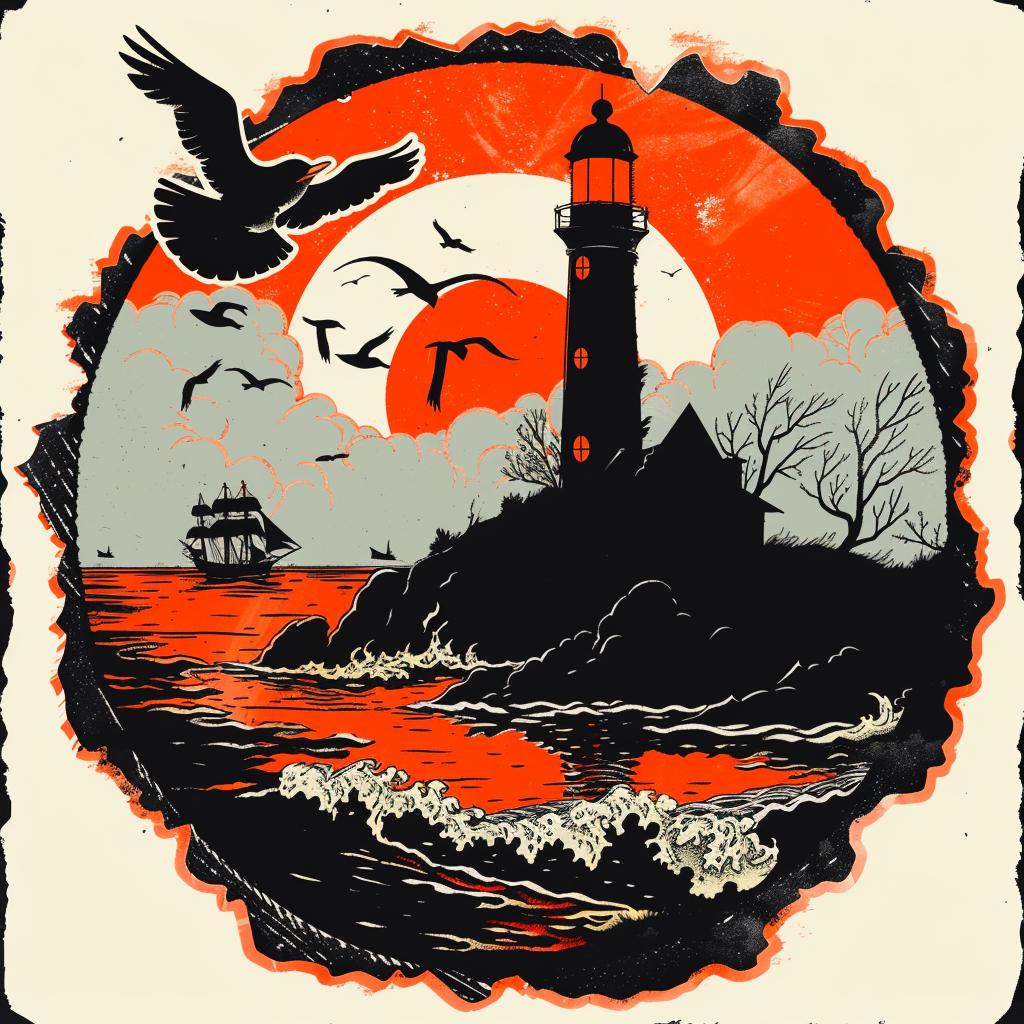 poster  lighthouse  birds  flying  vintage  logo  surreal  tattoo  illustration  flash 927696