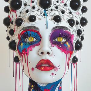 غطاء رأس نسائي، رسم توضيحي باللونين الأسود والأبيض، تصميم إبداعي، 1073425