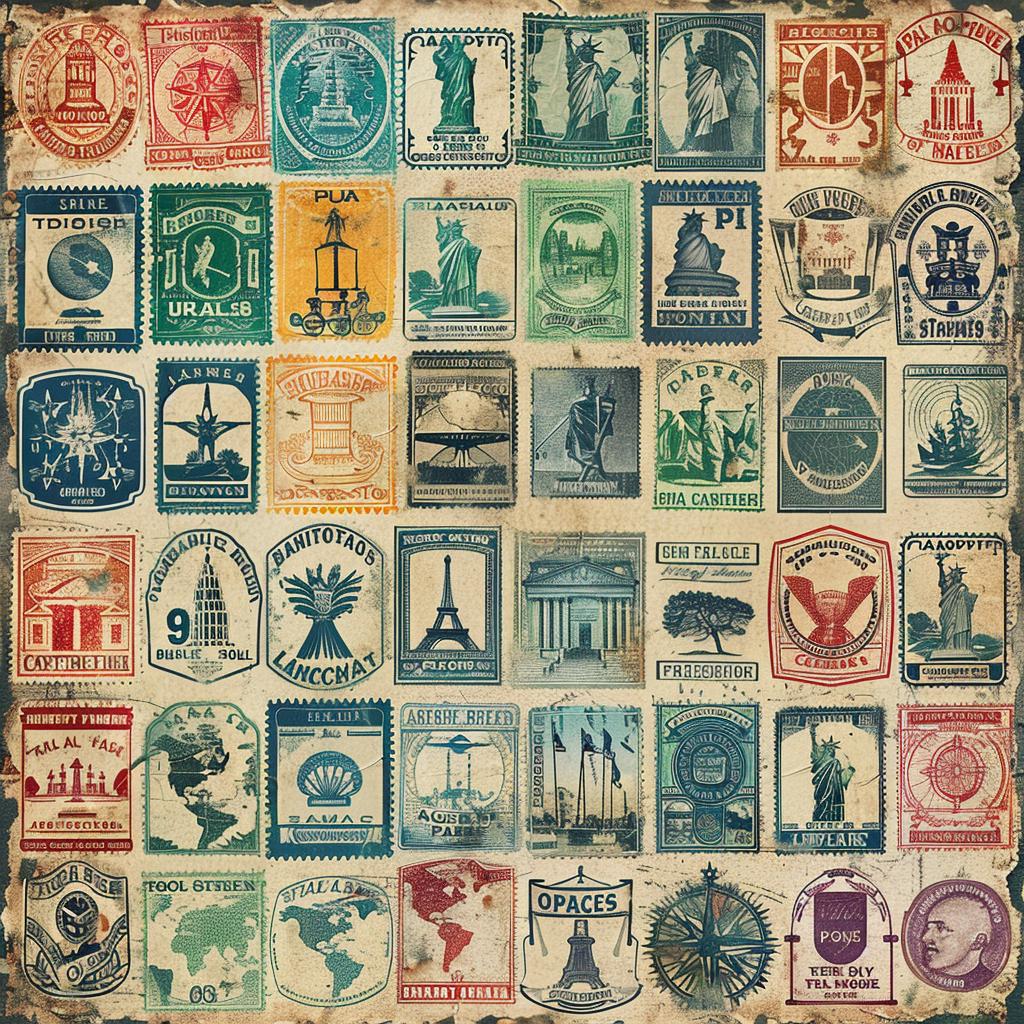 stamps  collection  vintage  travel  vector  shapes  distressed  design  graphic  art 918225
