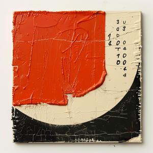 encaustic  paint  palette-knife  impasto  orange  black  writing  artwork  abstract  colorful 1066249